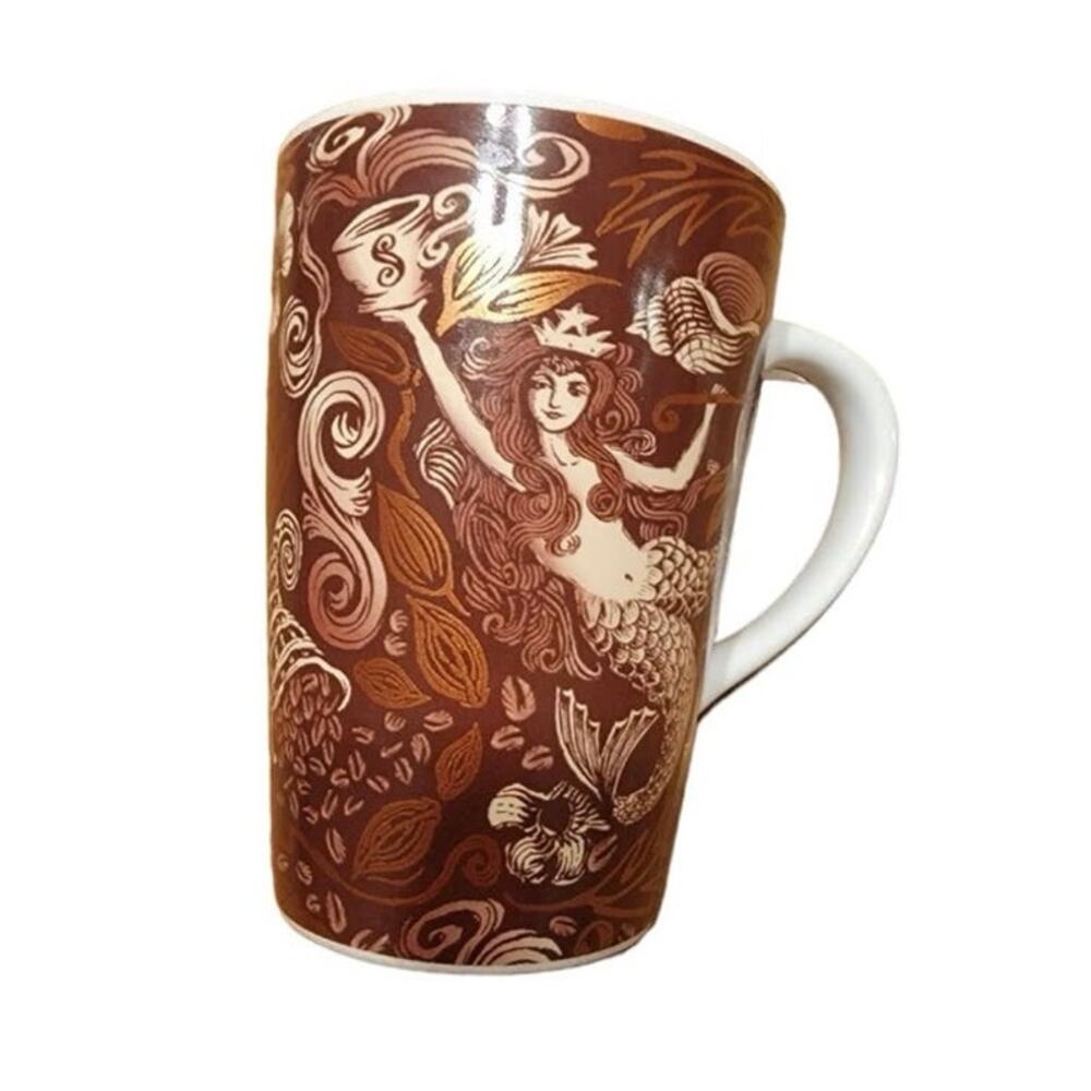 Starbucks 2006 Anniversary Mug Split Tail Mermaid Siren Copper Brown 12 oz RARE